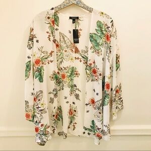 NWT Torrid Ivory Floral Kimono 3/4 3X 4X tropical floral
